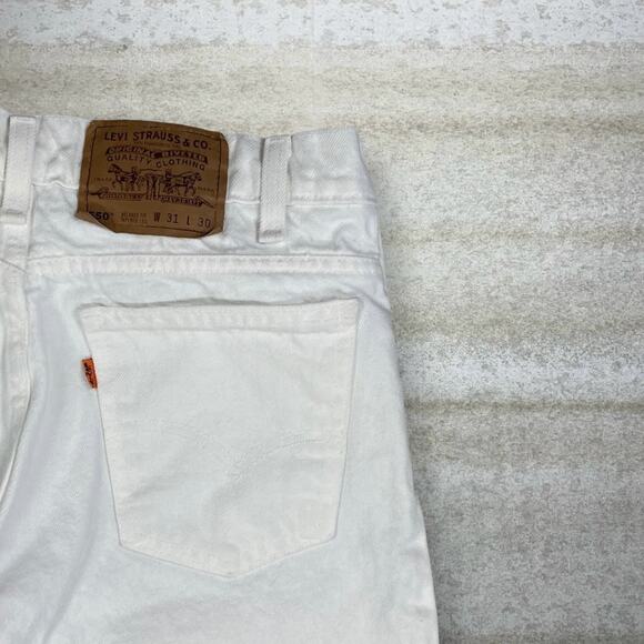 Vintage 90s Levis Jeans 550 31x30 Relaxed Fit Tapered Leg White Wash Orange Tab - Picture 3 of 9